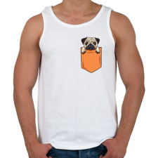 PRINTFASHION ZSEB-Mopsz - Férfi atléta - Fehér atléta, trikó