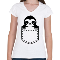 PRINTFASHION Zseb - Női V-nyakú póló - Fehér