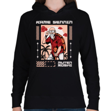 PRINTFASHION Zseniális teknős - Női kapucnis pulóver - Fekete női pulóver, kardigán