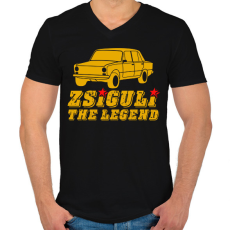 PRINTFASHION Zsiguli the legend - Férfi V-nyakú póló - Fekete