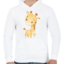 PRINTFASHION Zsiráf  - Férfi kapucnis pulóver - Fehér férfi pulóver, kardigán
