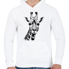 PRINTFASHION Zsiráf - Férfi kapucnis pulóver - Fehér férfi pulóver, kardigán