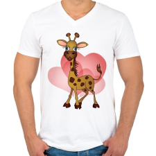 PRINTFASHION Zsiráf - Férfi V-nyakú póló - Fehér férfi póló