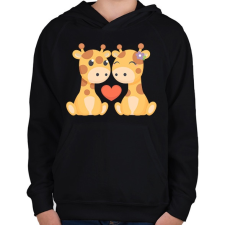 PRINTFASHION Zsiráf love - Gyerek kapucnis pulóver - Fekete gyerek pulóver, kardigán