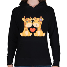 PRINTFASHION Zsiráf love - Női kapucnis pulóver - Fekete