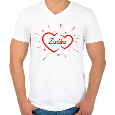 PRINTFASHION Zsóka - Férfi V-nyakú póló - Fehér