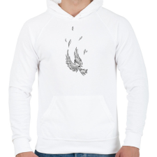 PRINTFASHION Zuhanó madár - Férfi kapucnis pulóver - Fehér férfi pulóver, kardigán
