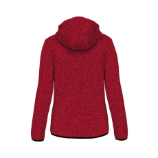 PROACT cipzáras kapucnis vastag Női pulóver bolyhos belsővel PA366, Red Melange-L