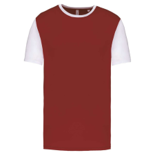 PROACT kétszínű rövid ujjú környakas unisex sportpóló PA4023, Garnet/White-M férfi póló
