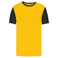 PROACT kétszínű rövid ujjú környakas unisex sportpóló PA4023, Sporty Yellow/Black-L