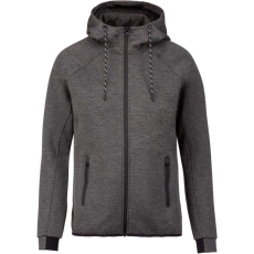PROACT PA358 kapucnis cipzáras vastag sztreccs férfi pulóver Proact, Deep Grey Heather-3XL