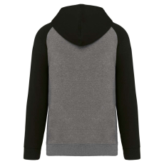 PROACT PA369 kétszínű raglán ujjú kapucnis pulóver Proact, Grey Heather/Black-XS