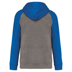 PROACT PA369 kétszínű raglán ujjú kapucnis pulóver Proact, Grey Heather/Sporty Royal Blue-M