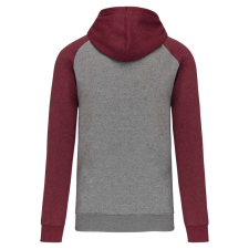 PROACT PA369 kétszínű raglán ujjú kapucnis pulóver Proact, Grey Heather/Wine Heather-2XL férfi pulóver, kardigán