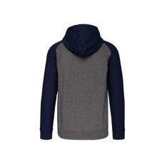 PROACT PA380 kétszínű cipzáras kapucnis kapucnis pulóver Proact, Grey Heather/Sporty Navy-XS