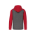 PROACT PA380 kétszínű cipzáras kapucnis kapucnis pulóver Proact, Grey Heather/Sporty Red-3XL