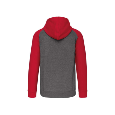 PROACT PA380 kétszínű cipzáras kapucnis kapucnis pulóver Proact, Grey Heather/Sporty Red-XL