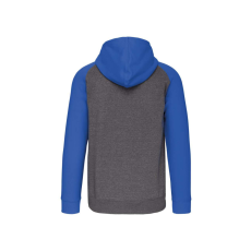 PROACT PA380 kétszínű cipzáras kapucnis kapucnis pulóver Proact, Grey Heather/Sporty Royal Blue-2XL