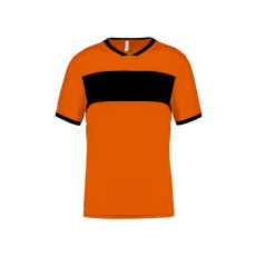 PROACT PA4000 rövid ujjú V-nyakú férfi sportpóló, kontrasztos betéttel Proact, Orange/Black-2XL