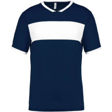 PROACT PA4000 rövid ujjú V-nyakú férfi sportpóló, kontrasztos betéttel Proact, Sporty Navy/White-3XL