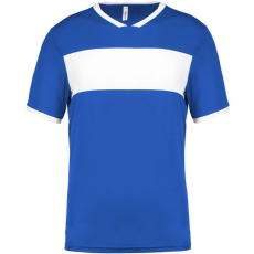 PROACT PA4000 rövid ujjú V-nyakú férfi sportpóló, kontrasztos betéttel Proact, Sporty Royal Blue/White-3XL