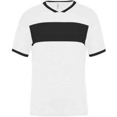 PROACT PA4000 rövid ujjú V-nyakú férfi sportpóló, kontrasztos betéttel Proact, White/Black-S