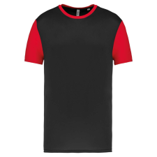 PROACT PA4023 kétszínű rövid ujjú környakas unisex sportpóló Proact, Black/Sporty Red-XL férfi póló