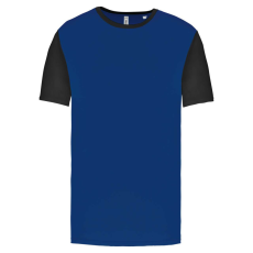 PROACT PA4023 kétszínű rövid ujjú környakas unisex sportpóló Proact, Dark Royal Blue/Black-M