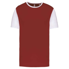 PROACT PA4023 kétszínű rövid ujjú környakas unisex sportpóló Proact, Garnet/White-2XL