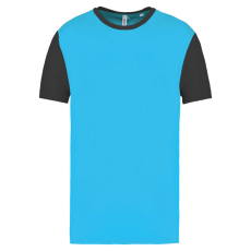 PROACT PA4023 kétszínű rövid ujjú környakas unisex sportpóló Proact, Light Turquoise/Dark Grey-XL