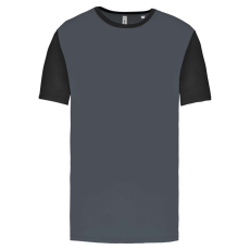 PROACT PA4023 kétszínű rövid ujjú környakas unisex sportpóló Proact, Sporty Grey/Black-L