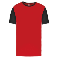 PROACT PA4023 kétszínű rövid ujjú környakas unisex sportpóló Proact, Sporty Red/Black-3XL