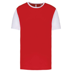 PROACT PA4023 kétszínű rövid ujjú környakas unisex sportpóló Proact, Sporty Red/White-XL