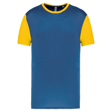 PROACT PA4023 kétszínű rövid ujjú környakas unisex sportpóló Proact, Sporty Royal Blue/Sporty Yellow-XS