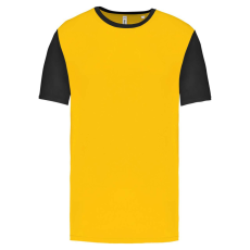 PROACT PA4023 kétszínű rövid ujjú környakas unisex sportpóló Proact, Sporty Yellow/Black-M