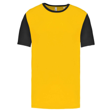 PROACT PA4023 kétszínű rövid ujjú környakas unisex sportpóló Proact, Sporty Yellow/Black-S férfi póló