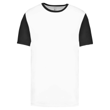 PROACT PA4023 kétszínű rövid ujjú környakas unisex sportpóló Proact, White/Black-L férfi póló