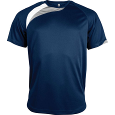 PROACT PA436 unisex rövid ujjú kereknyakú sportpóló színes panelekkel Proact, Sporty Navy/White/Storm Grey-S