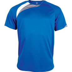 PROACT PA436 unisex rövid ujjú kereknyakú sportpóló színes panelekkel Proact, Sporty Royal Blue/White/Storm Grey-XL