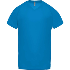 PROACT PA476 V-nyakú férfi rövid ujjú sportpóló Proact, Aqua Blue-L férfi póló