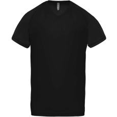 PROACT PA476 V-nyakú férfi rövid ujjú sportpóló Proact, Black-XS