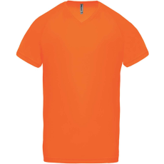 PROACT PA476 V-nyakú férfi rövid ujjú sportpóló Proact, Fluorescent Orange-M