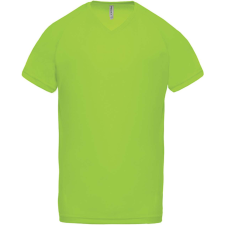 PROACT PA476 V-nyakú férfi rövid ujjú sportpóló Proact, Lime-XS férfi póló