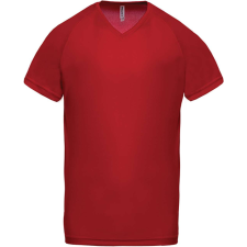 PROACT PA476 V-nyakú férfi rövid ujjú sportpóló Proact, Red-2XL férfi póló