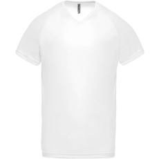 PROACT PA476 V-nyakú férfi rövid ujjú sportpóló Proact, White-S