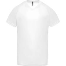 PROACT PA476 V-nyakú férfi rövid ujjú sportpóló Proact, White-XS férfi póló