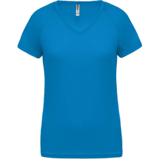 PROACT PA477 Női rövid ujjú V-nyakú sportpóló Proact, Aqua Blue-XL