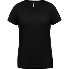 PROACT PA477 Női rövid ujjú V-nyakú sportpóló Proact, Black-XL női póló