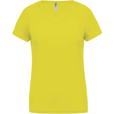 PROACT PA477 Női rövid ujjú V-nyakú sportpóló Proact, Fluorescent Yellow-L