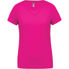 PROACT PA477 Női rövid ujjú V-nyakú sportpóló Proact, Fuchsia-2XL női póló